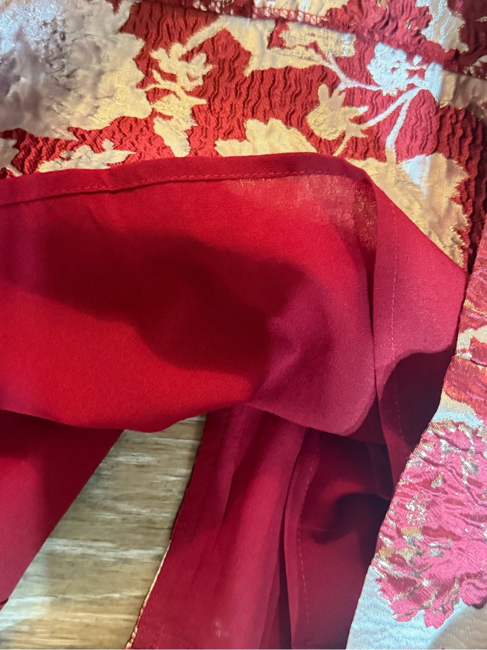 Red Floral Strapless Party Dress with Feather Trim NWT - Picture 6 of 10